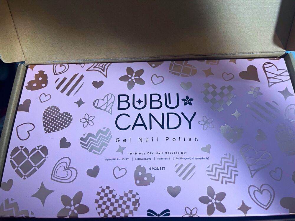 BUBU CANDY Cat Eye Gel Nail Polish Kit Set Pink/White 15ml x6